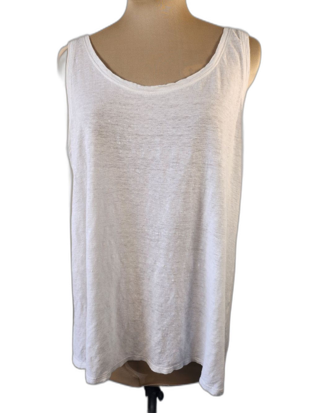 Eileen Fisher 100% Organic Linen White Scoop Neck Tank